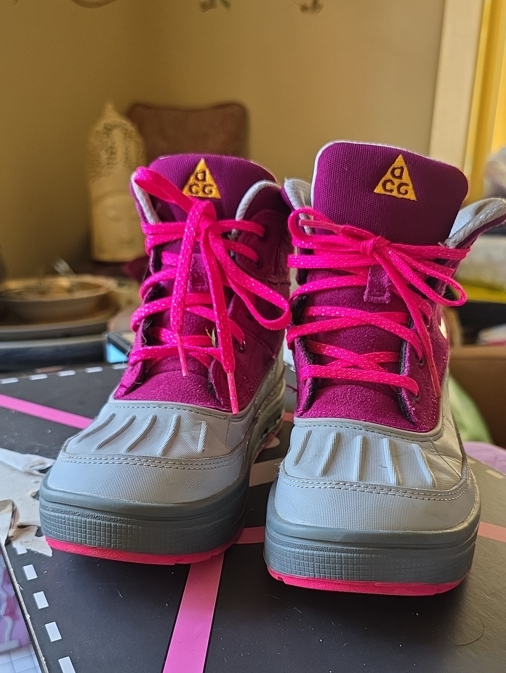 Nike ACG Kids Hot Pink and Gray Rain & Snow Boots